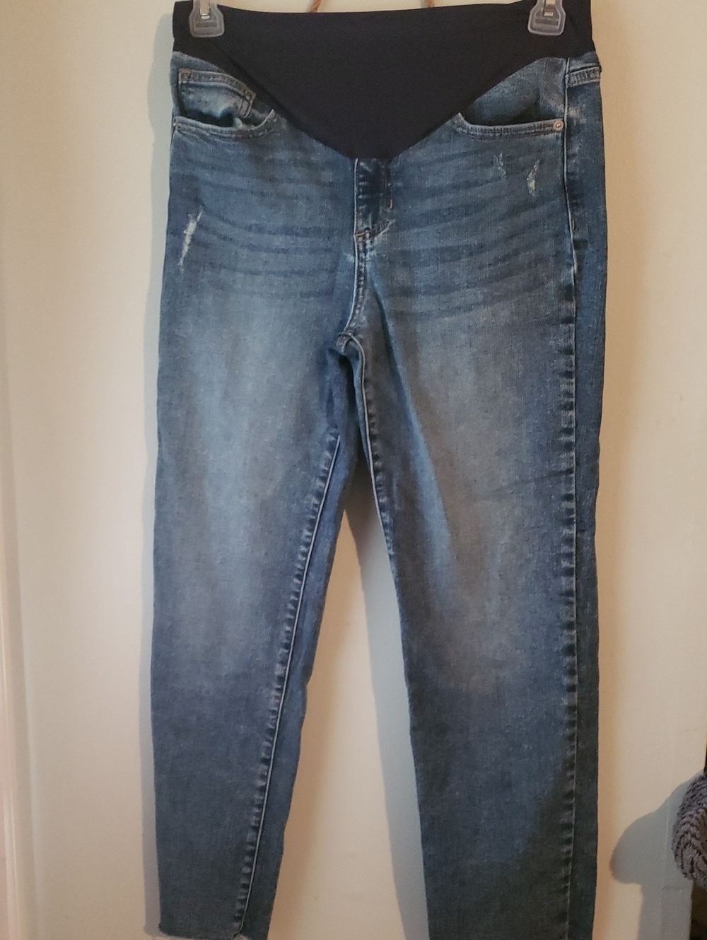 Pinkblush Dark Blue Skinny Maternity Jeans with Black Overband